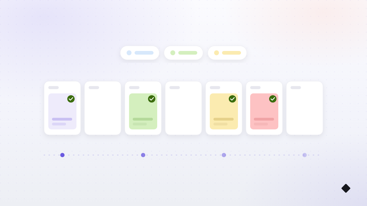 A simple weekly social media plan drawn in Postd's style: three content-pillar chips above a seven-day week strip with four scheduled, approved posts.